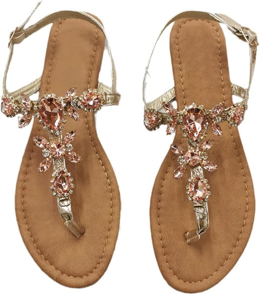 Qupid Rhinestone Gold Sandal